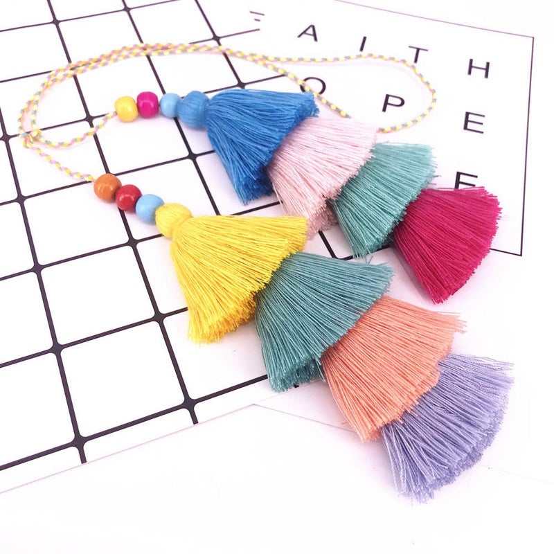 QTMY Colorful Tassel Bag Charm for Women,Layered Tassel Keychain Keyring Purse Handbag Decor Pendant (1) - Image 3